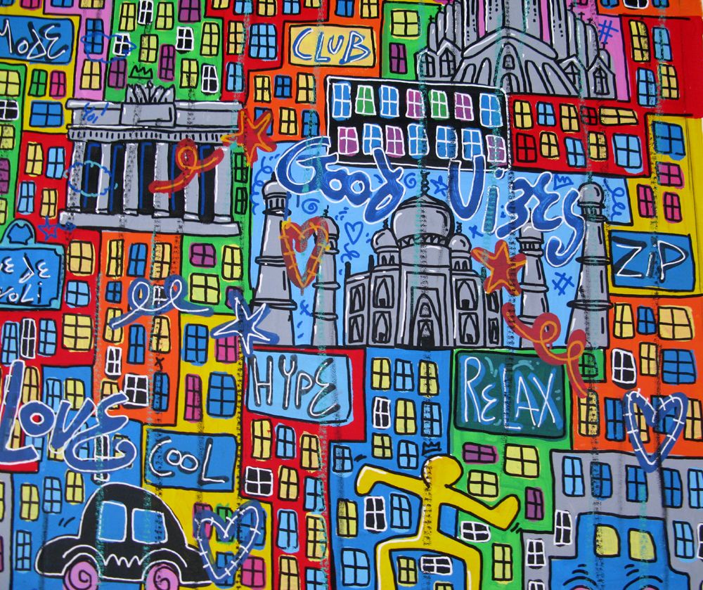 Tableau de RICO SAB a pour titre Amazing cities style street pop art, street art dim : RICO SABprix:1900