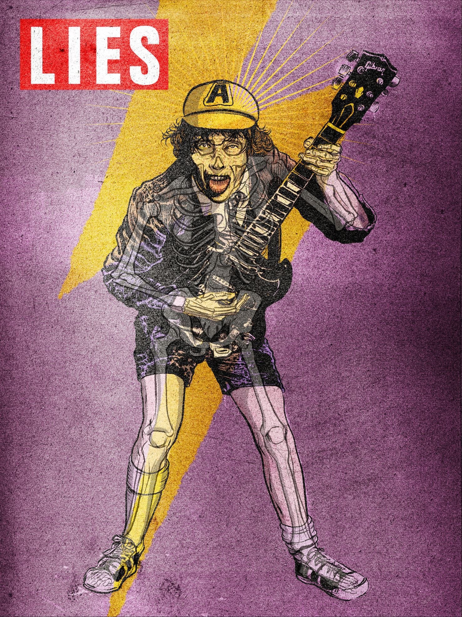Editions d'art de Carlos Olmo a pour titre Lies-Angus Young style figuratif dim : Carlos Olmoprix:60