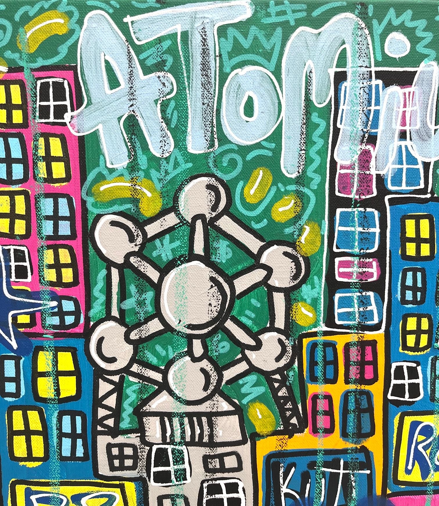 Tableau de RICO SAB a pour titre Atomium style street pop art, street art dim : RICO SABprix:260