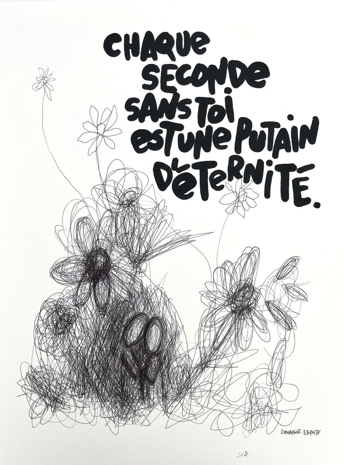 Dessin de L'OISEAU NOIR a pour titre Eternité style graphique dim : L'OISEAU NOIRprix:380