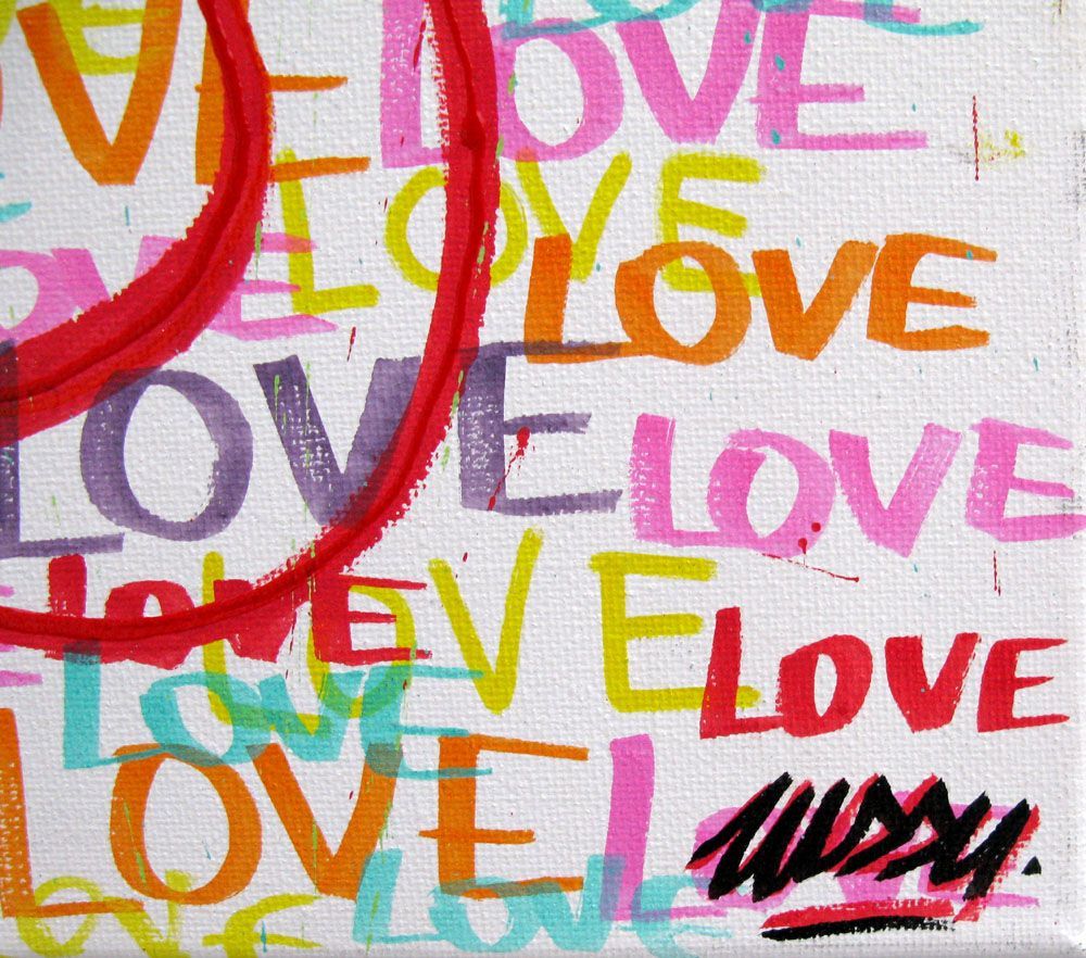 Tableau de LUSSY a pour titre cat love blanc style graffiti, street pop art dim : LUSSYprix:110