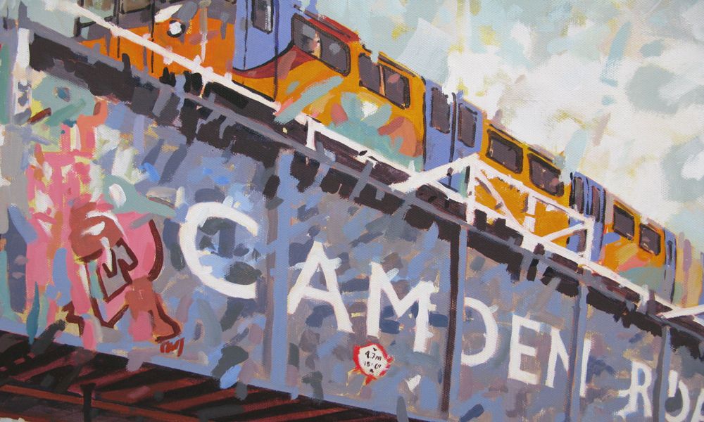 Tableau de HEATON RUDYARD a pour titre Crossing the pink street style figuratif dim : HEATON RUDYARDprix:2000