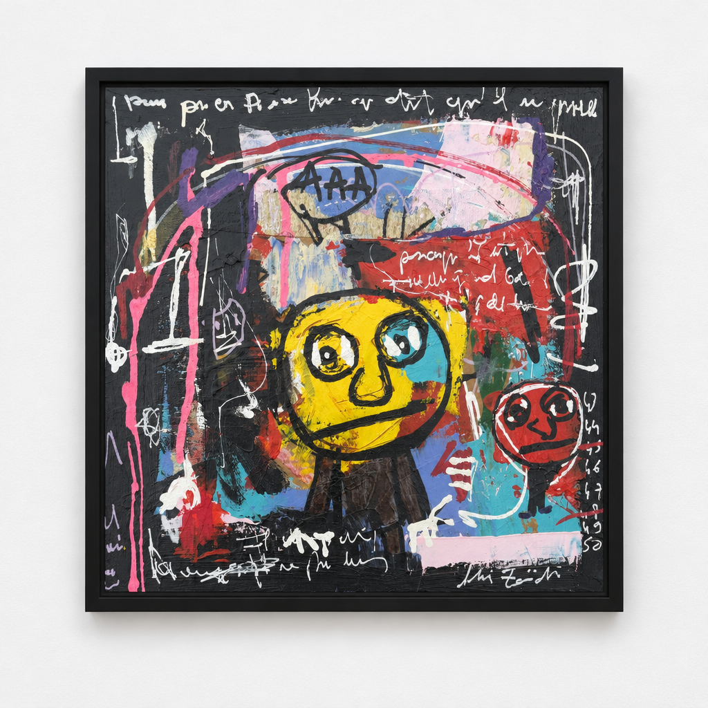 Dessin Untilted XV de LARBI ZAIDI dans un intérieur – 25 × 25 cm