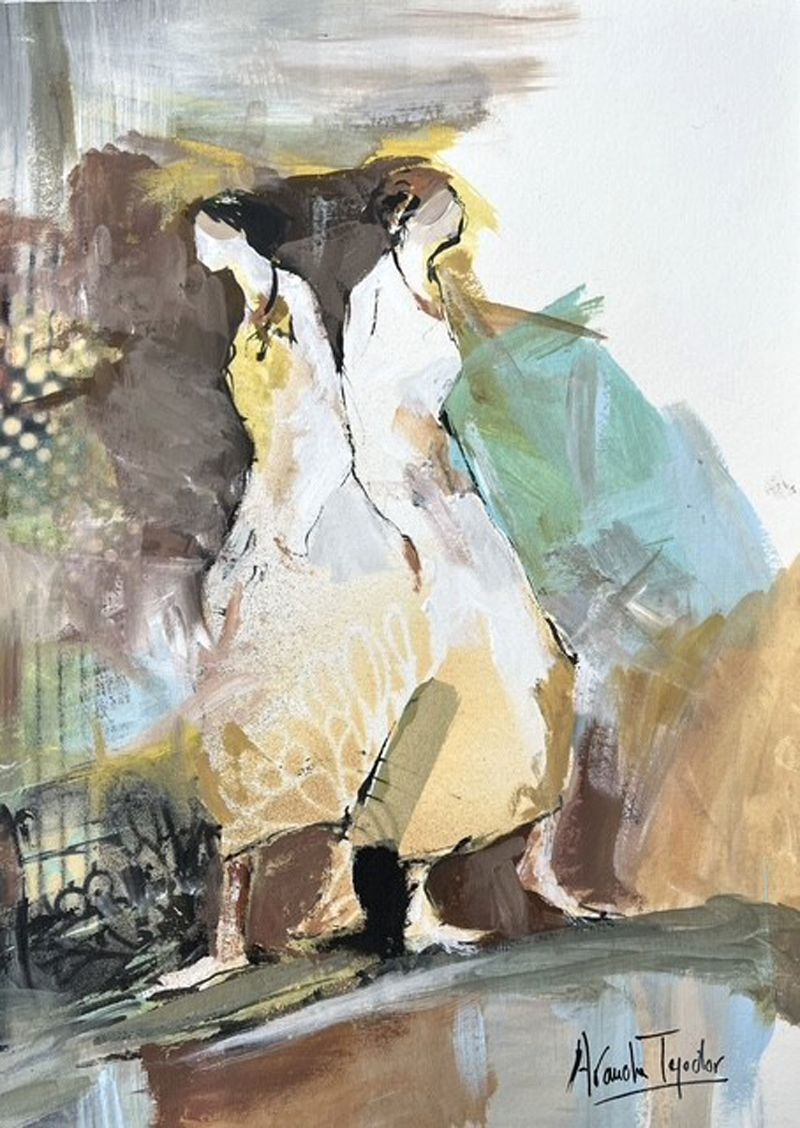 Dessin figuratif petit format blanc Femmes 21 – ARANCHA TEJEDOR – 30 × 40 cm