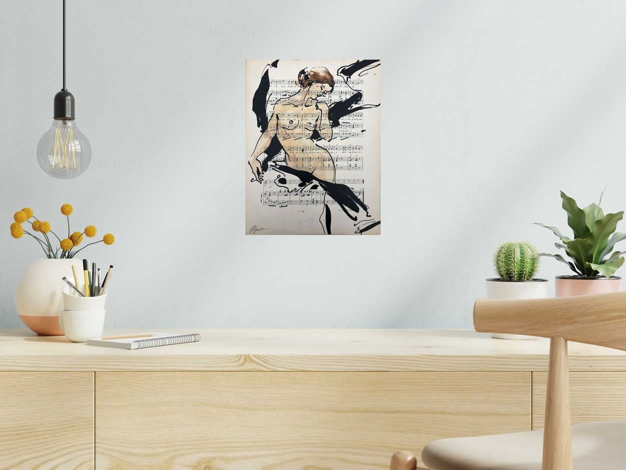 Dessin SANS TITRE de CYRIL REGUERRE dans un intérieur – 35 × 27 cm