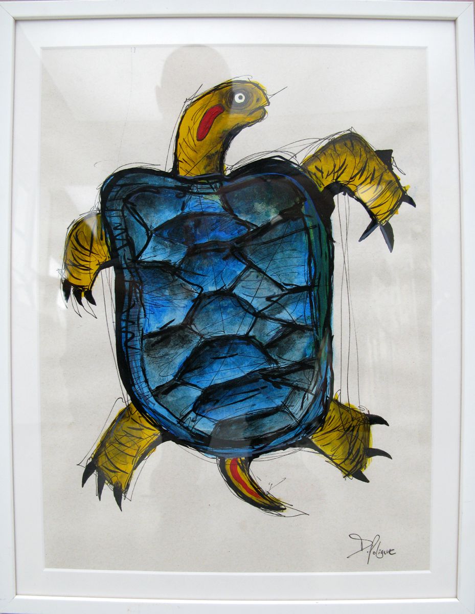 Dessin graphique petit format Tortue – Daniel De POLIGNAC – 30 × 40 cm