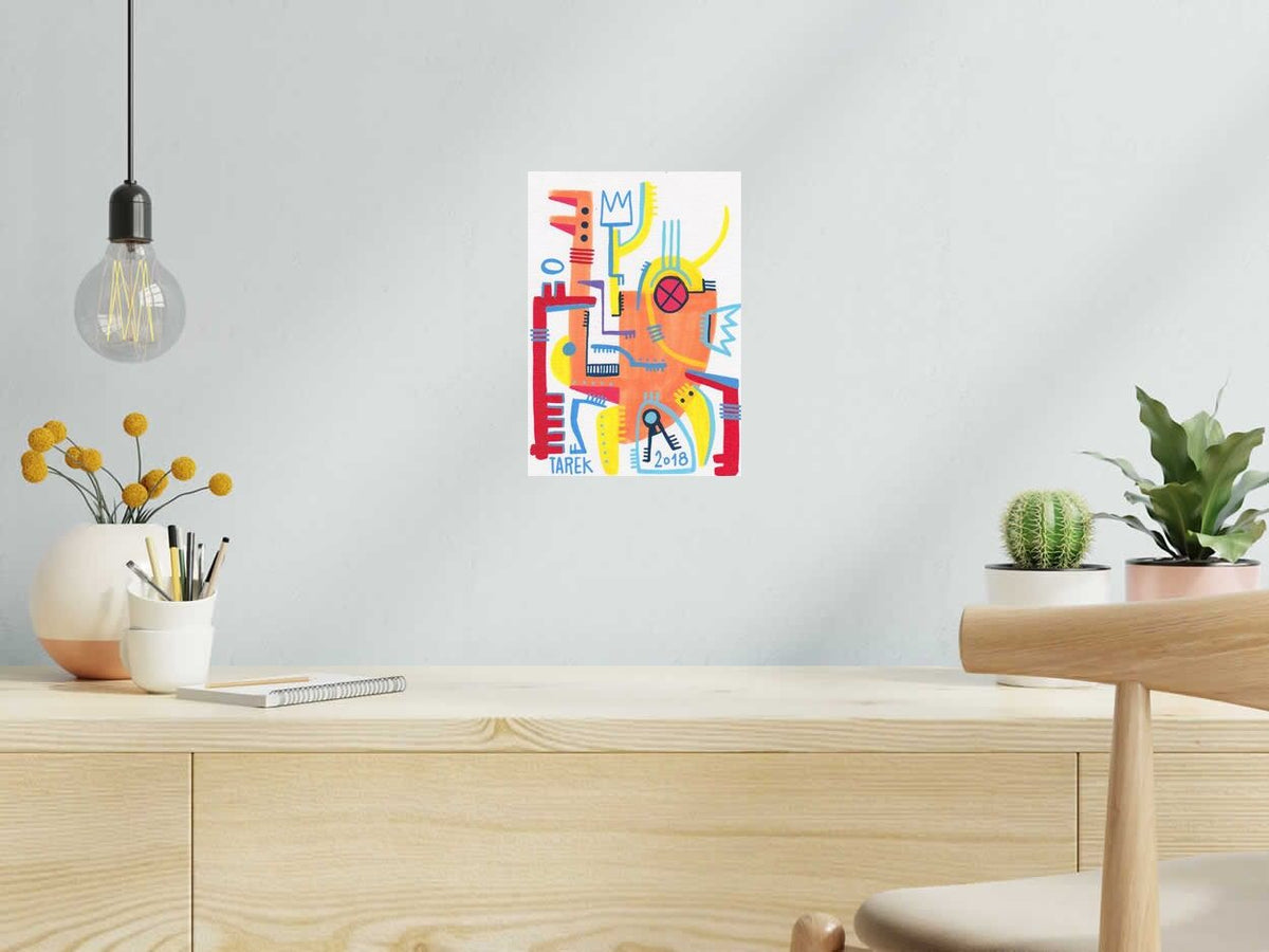 Dessin COMPOSITION ORANGE de TAREK dans un intérieur – 30 × 21 cm