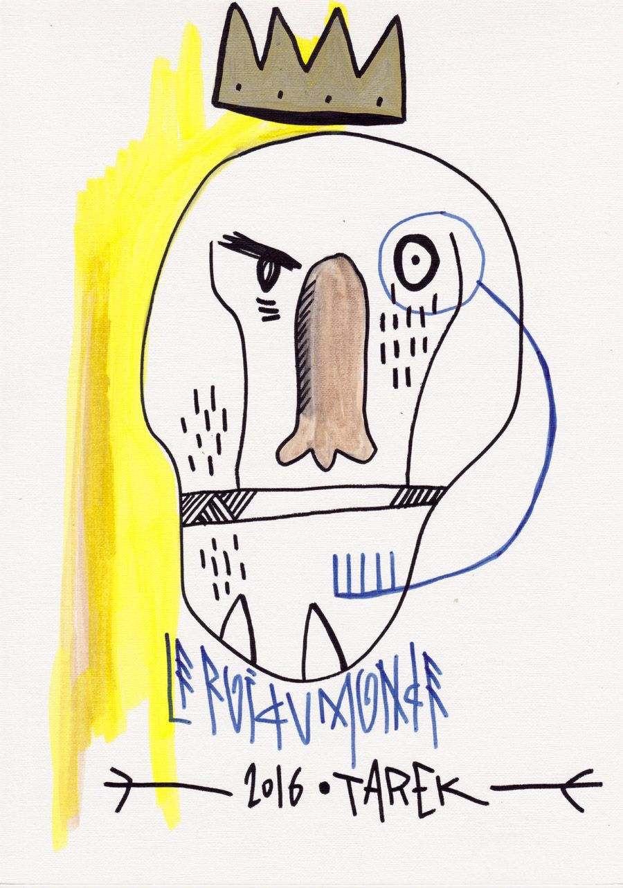 Dessin graphique petit format LE ROI DU MONDE – TAREK – 7 × 21 cm
