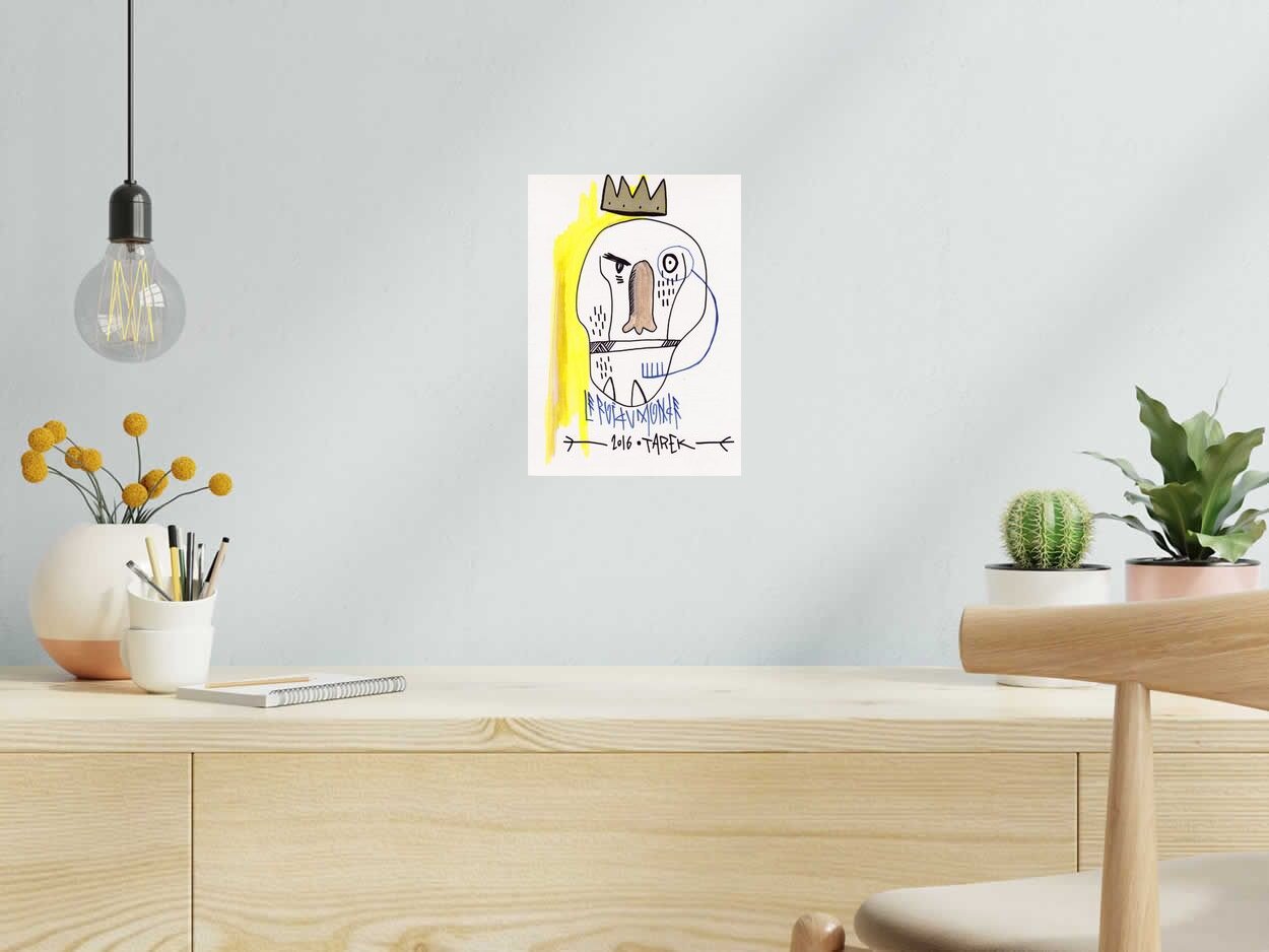 Dessin LE ROI DU MONDE de TAREK dans un intérieur – 7 × 21 cm