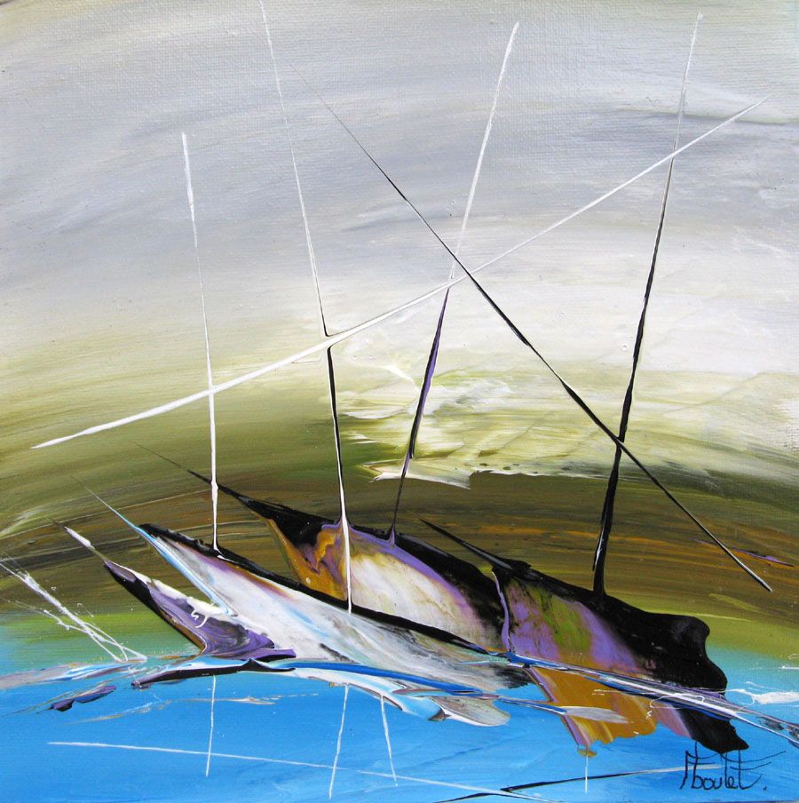 Dessin petit format MARINE ABSTRAITE 2 – F. BOUTET – 25 × 25 cm