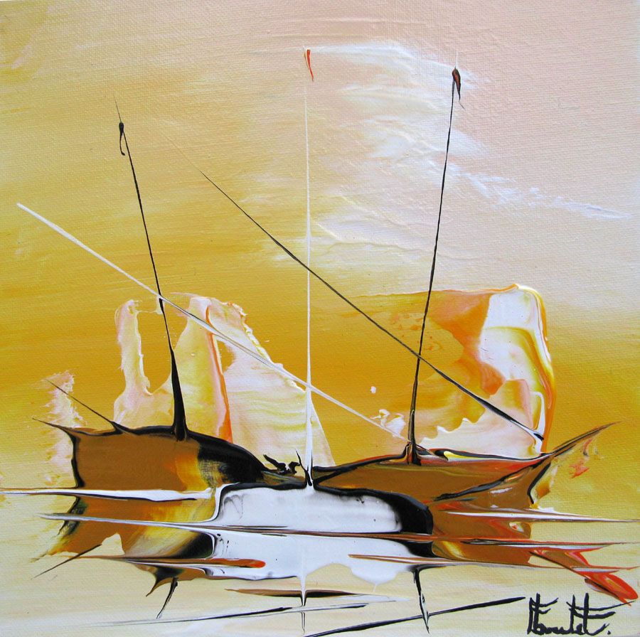 Dessin petit format MARINE ABSTRAITE 6 – F. BOUTET – 25 × 25 cm