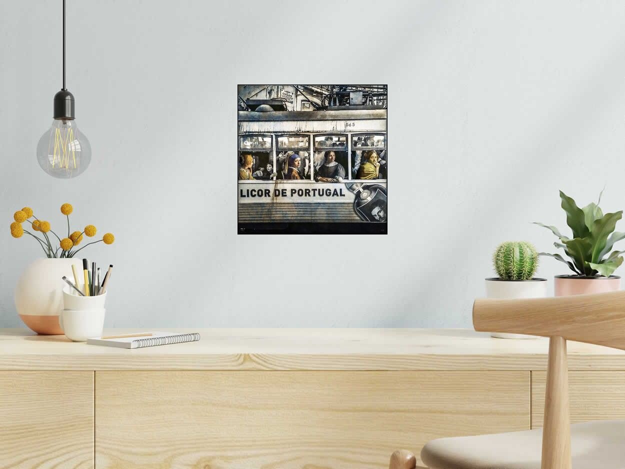 Digigraphie VERMEER de OliR dans un intérieur – 30 × 30 cm