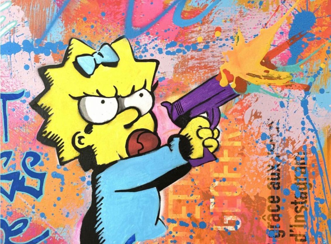 Tableau de SARA CHELOU a pour titre Don't Mess the Children style street pop art, street art dim : SARA CHELOUprix:1700