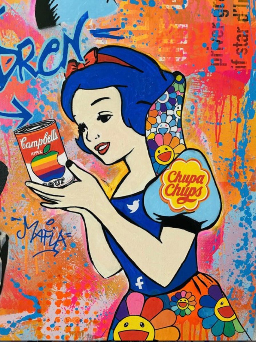 Tableau de SARA CHELOU a pour titre Don't Mess the Children style street pop art, street art dim : SARA CHELOUprix:1700