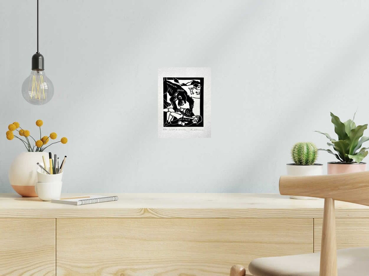 Edition d art LA BETE DU GÉVAUDAN de PHILIPPE ACHERMANN dans un intérieur – 18 × 24 cm