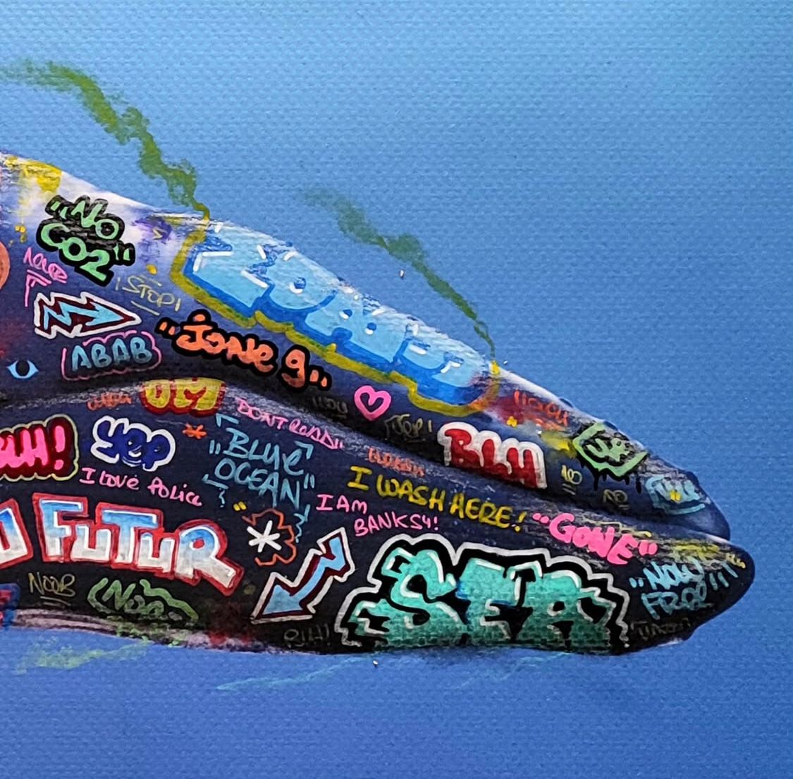 Editions d'art de BLACH a pour titre Baleine style graffiti, street pop art dim : BLACHprix:100