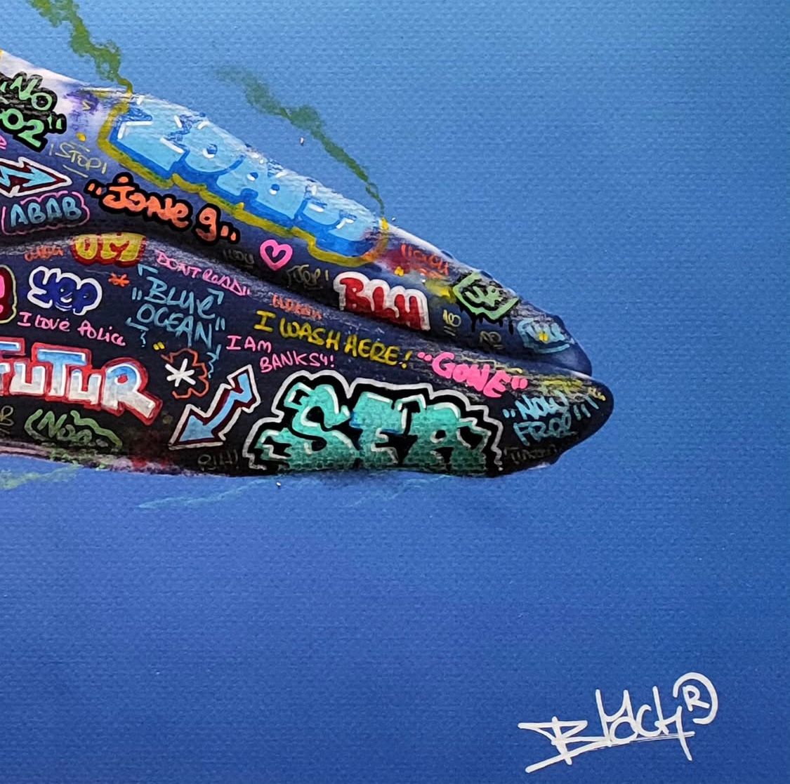 Editions d'art de BLACH a pour titre Baleine style graffiti, street pop art dim : BLACHprix:100