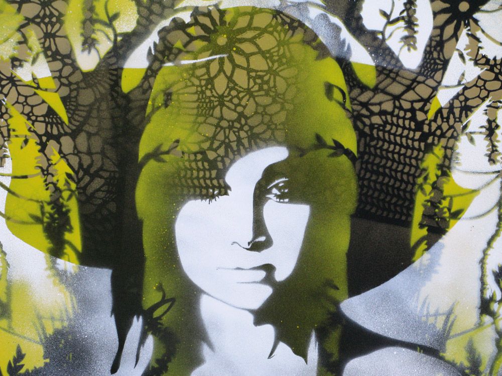 Tableau de KARO TRASS a pour titre Emma style street pop art, street art dim : KARO TRASSprix:170
