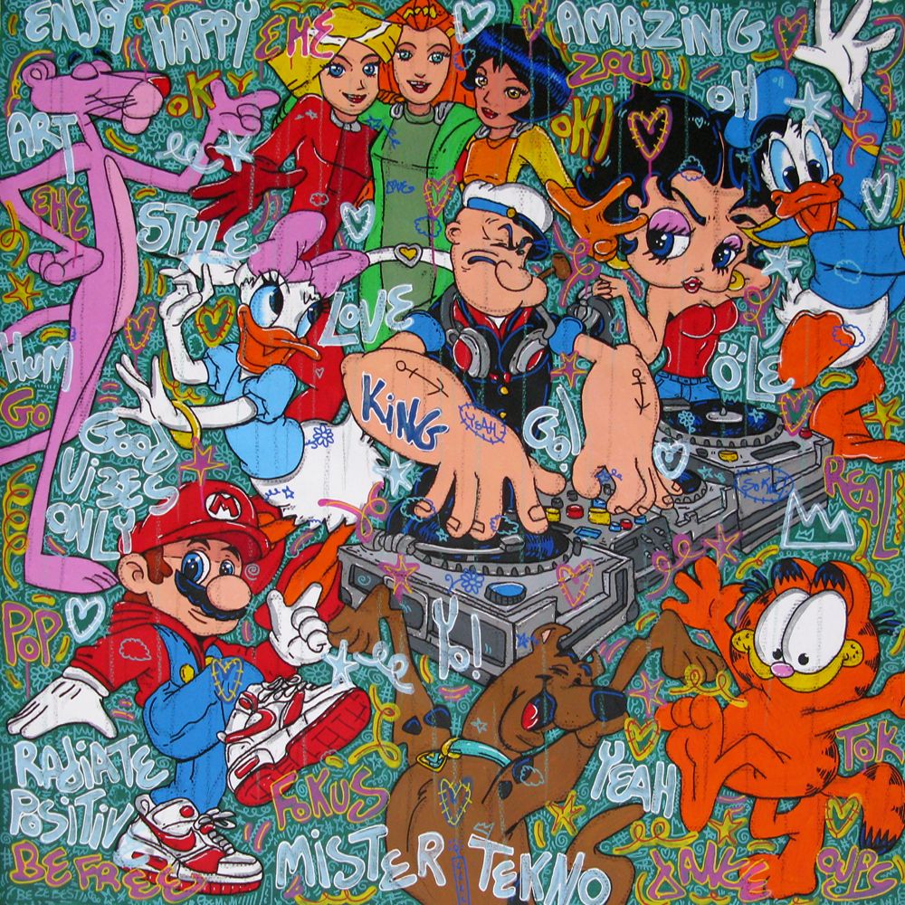 Tableau de RICO SAB a pour titre Enjoy Dj Popeye style street pop art, street art dim : RICO SABprix:1900