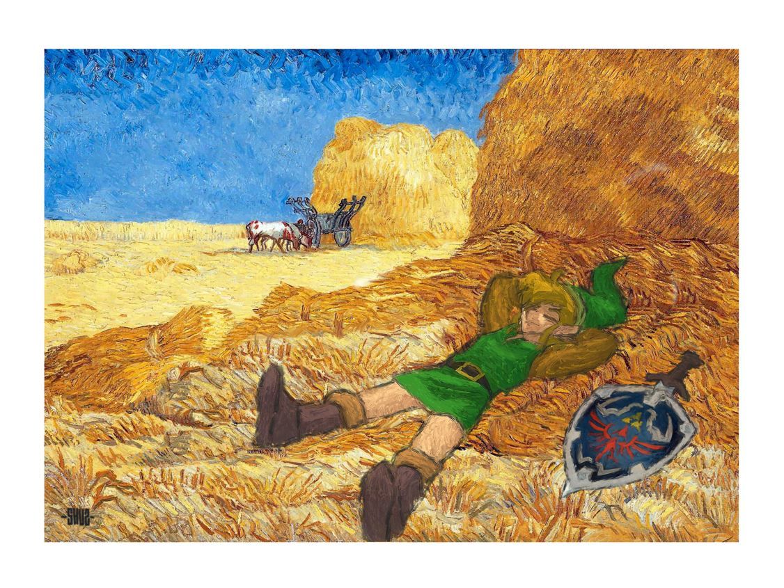 Estampe figuratif petit format blanc Le repos du guerrier – SHUZ – 30 × 40 cm