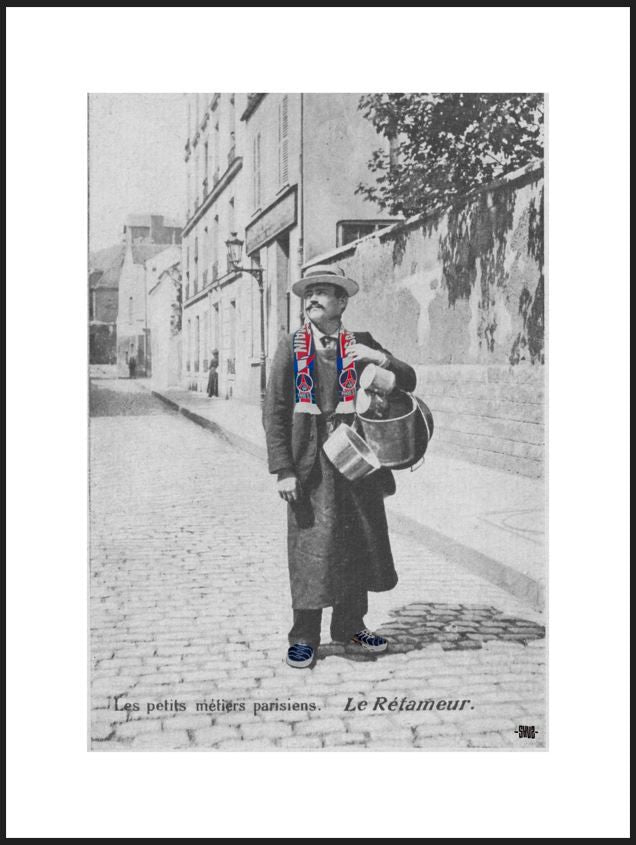 Estampe figuratif petit format blanc PSG Le rétameur – SHUZ – 30 × 40 cm