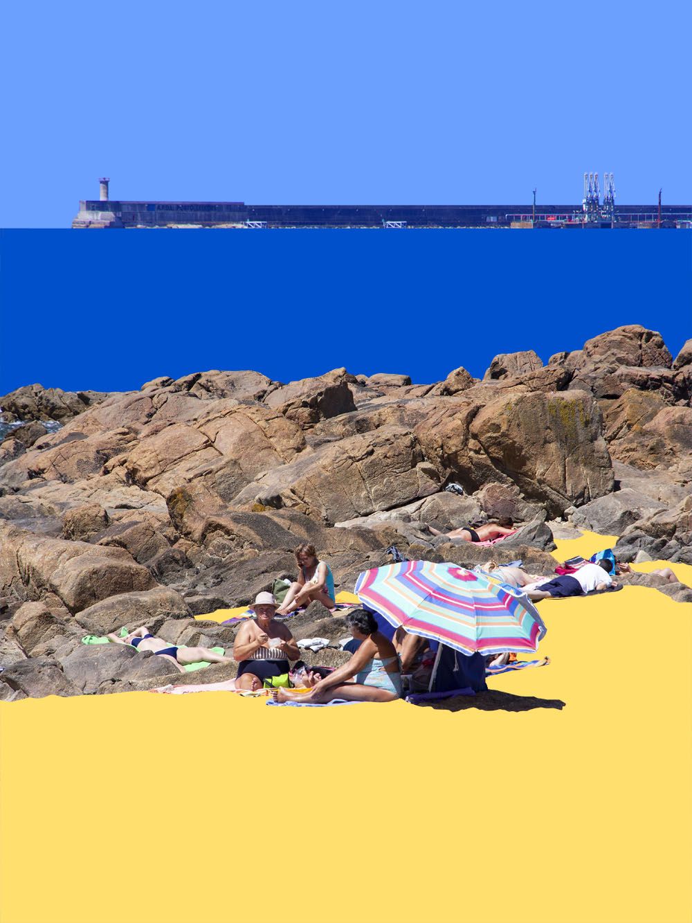 Estampe figuratif petit format LA PLAGE DE PORTO – GILLES INVERNIZZI – 30 × 40 cm