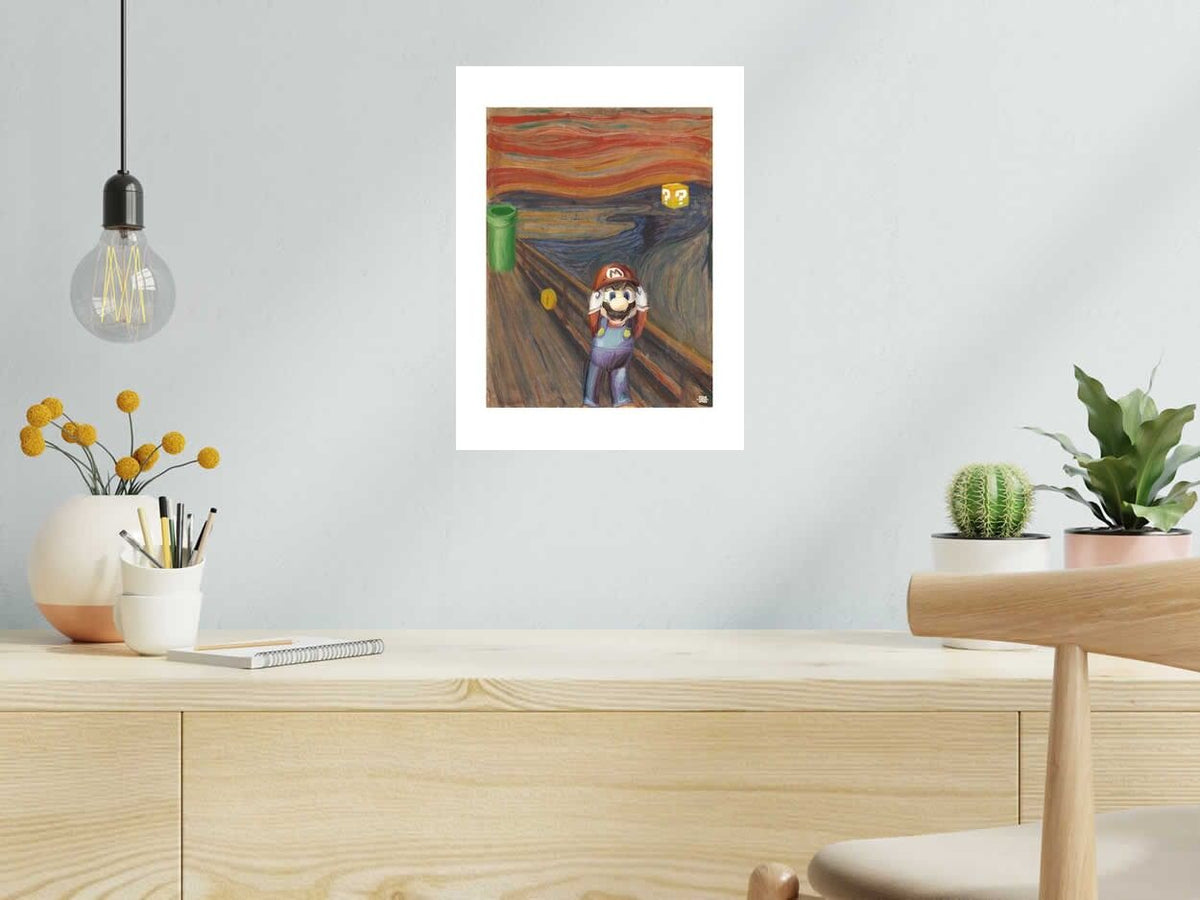 Estampe Le cri de Mario de SHUZ dans un intérieur – 30 × 40 cm
