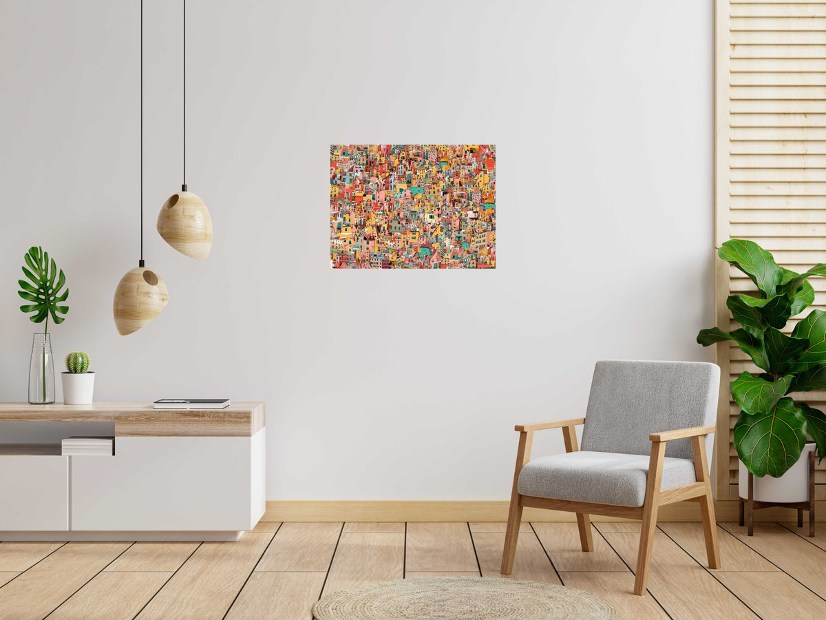 Estampe CINQUE TERRE de GILLES INVERNIZZI dans un intérieur – 80 × 60 cm