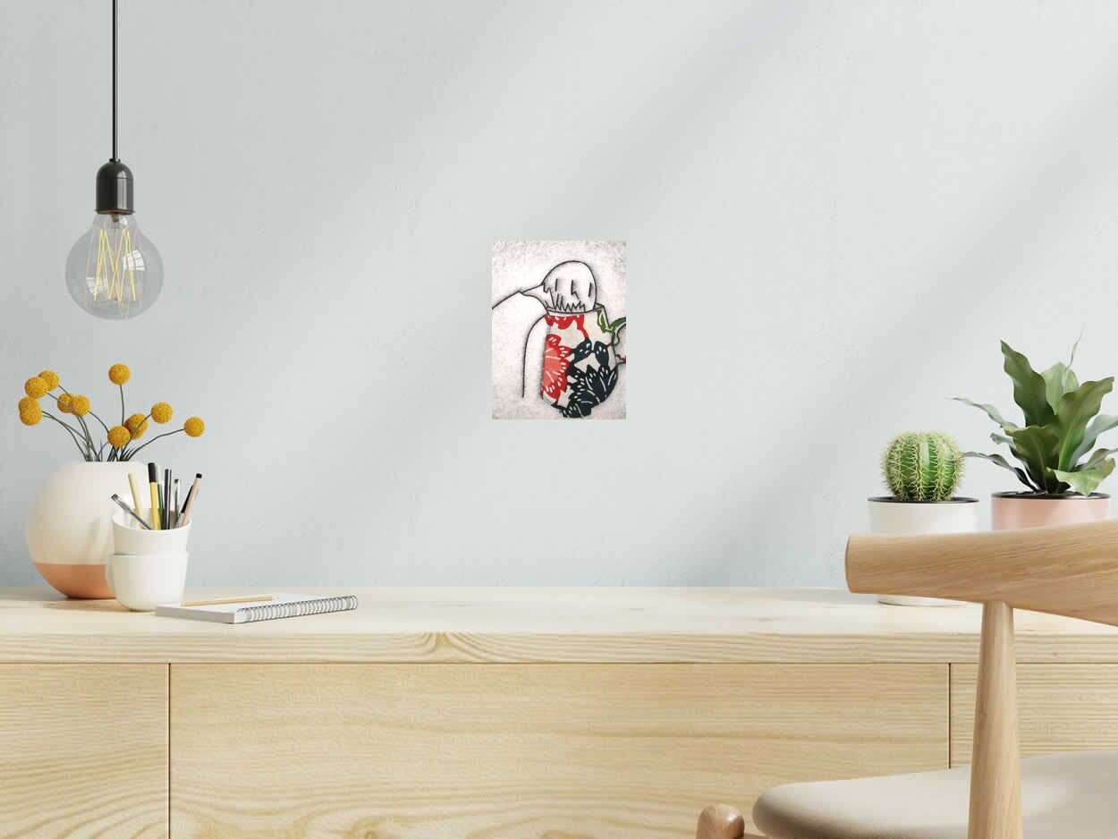 Estampe lundi matin de NAVIEILLEVILLE dans un intérieur – 15 × 20 cm