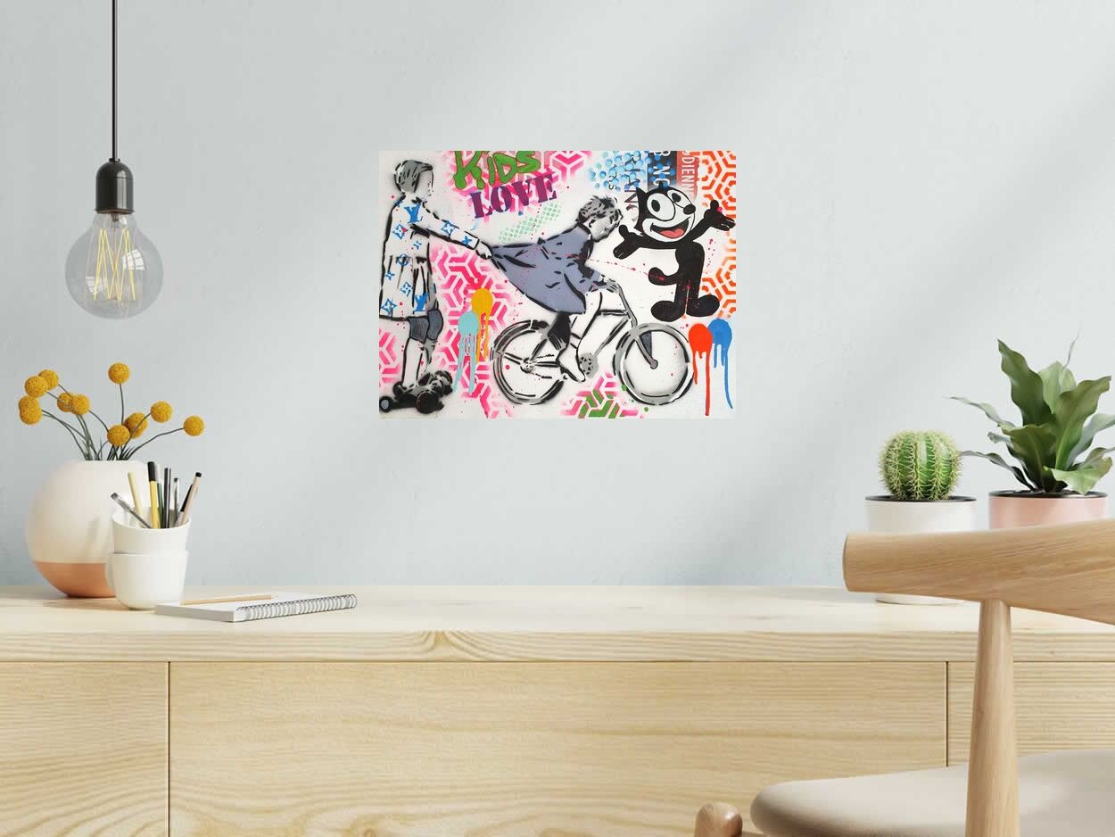 Estampe KIDS LOVE de SARA CHELOU dans un intérieur – 30 × 40 cm