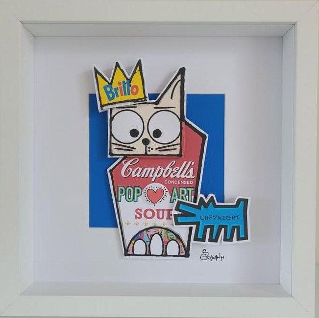 Estampe street art petit format Pop Art Cat – Stephanie Godann – 22 × 22 cm