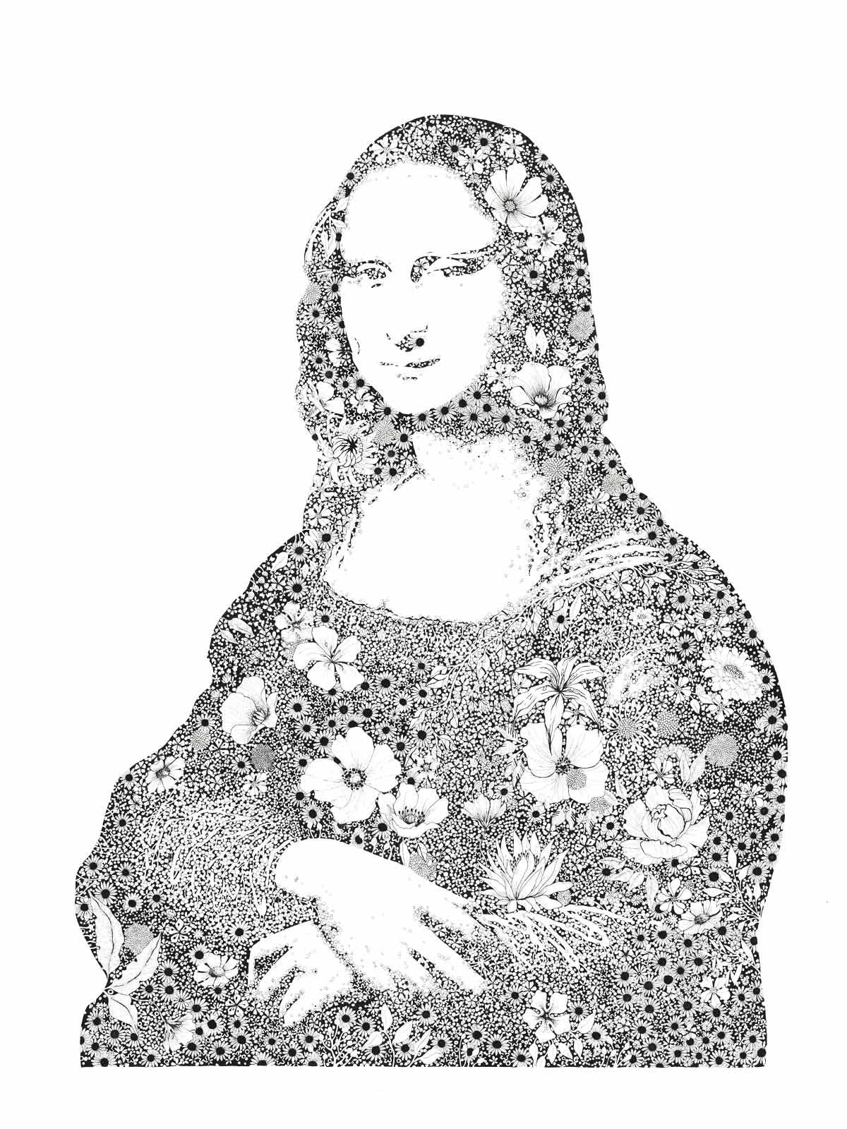 Editions d'art de CAMILLE POLI a pour titre FLOWER JOCONDE I style figuratif dim : CAMILLE POLIprix:110