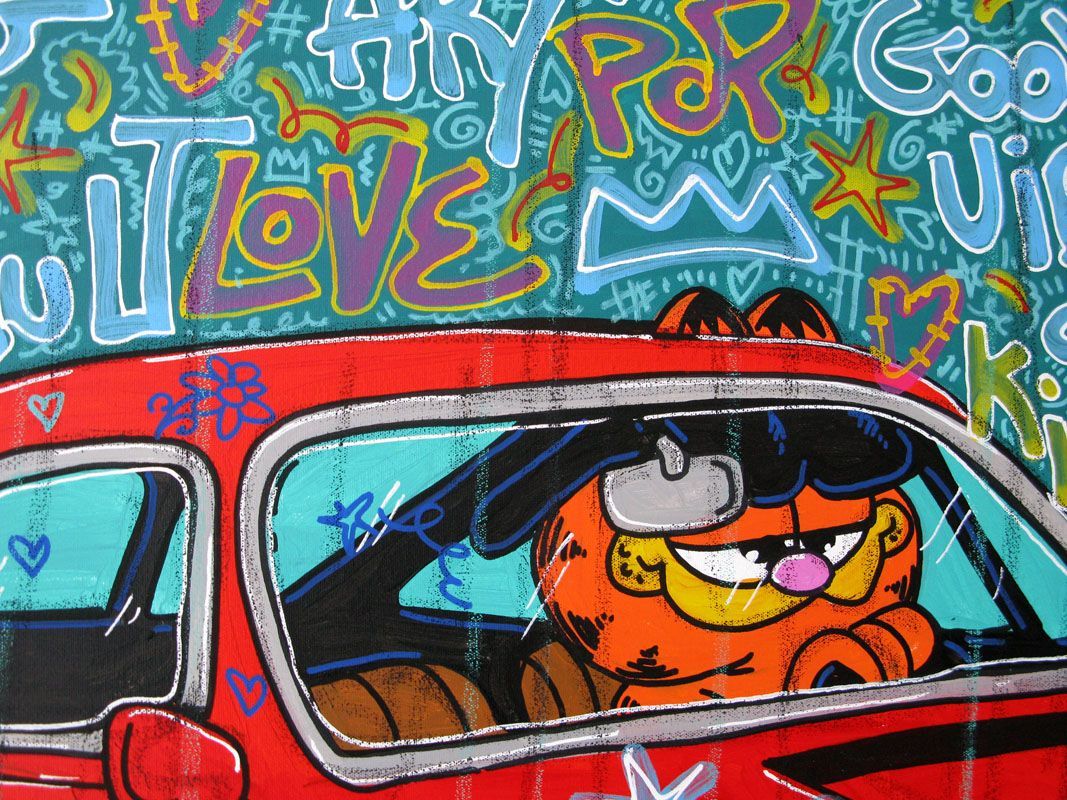 Tableau de RICO SAB a pour titre Good vibes Garfield style street pop art, street art dim : RICO SABprix:1350