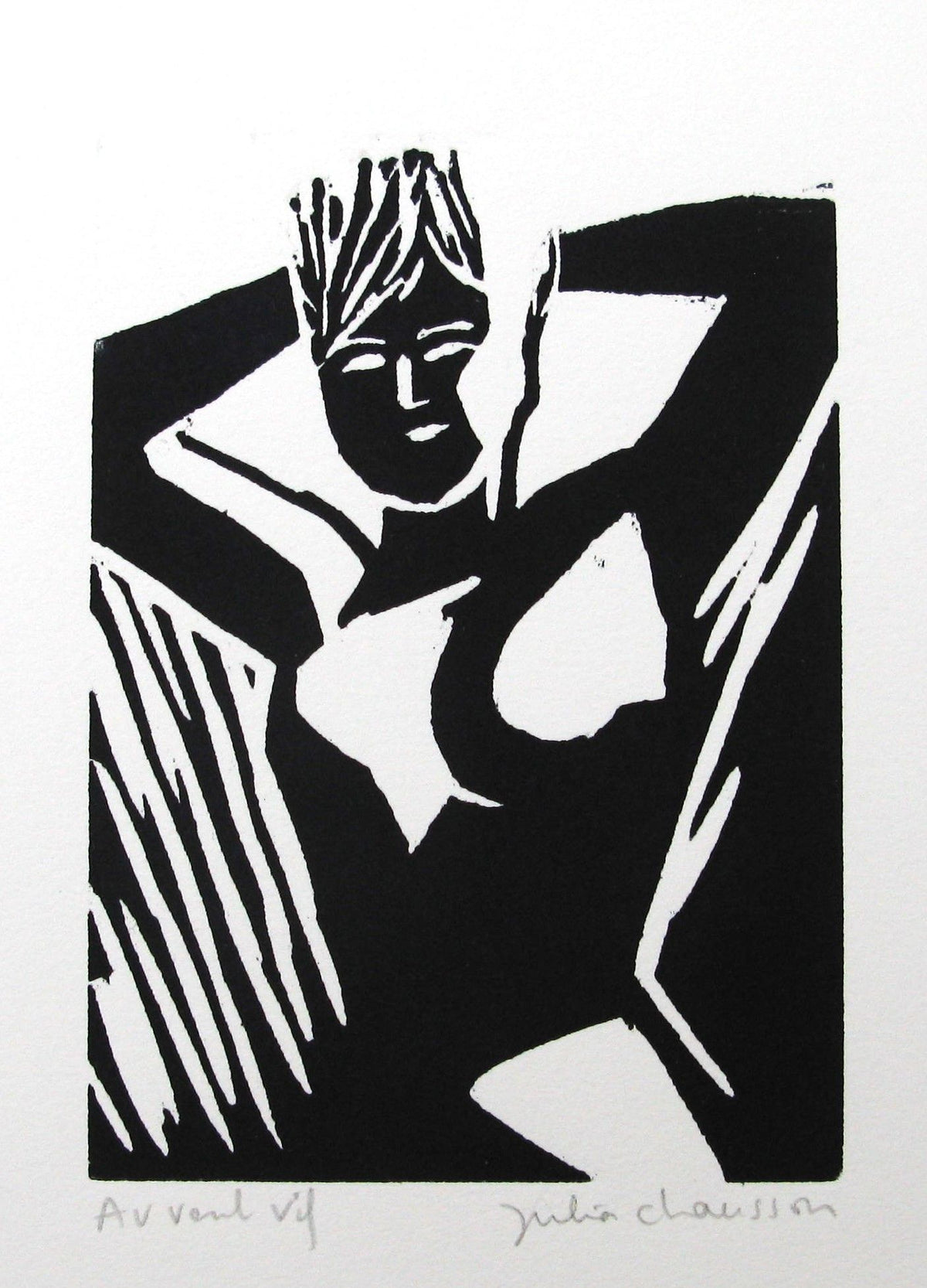 Gravure figuratif petit format Au vent vif – JULIA CHAUSSON – 30 × 20 cm