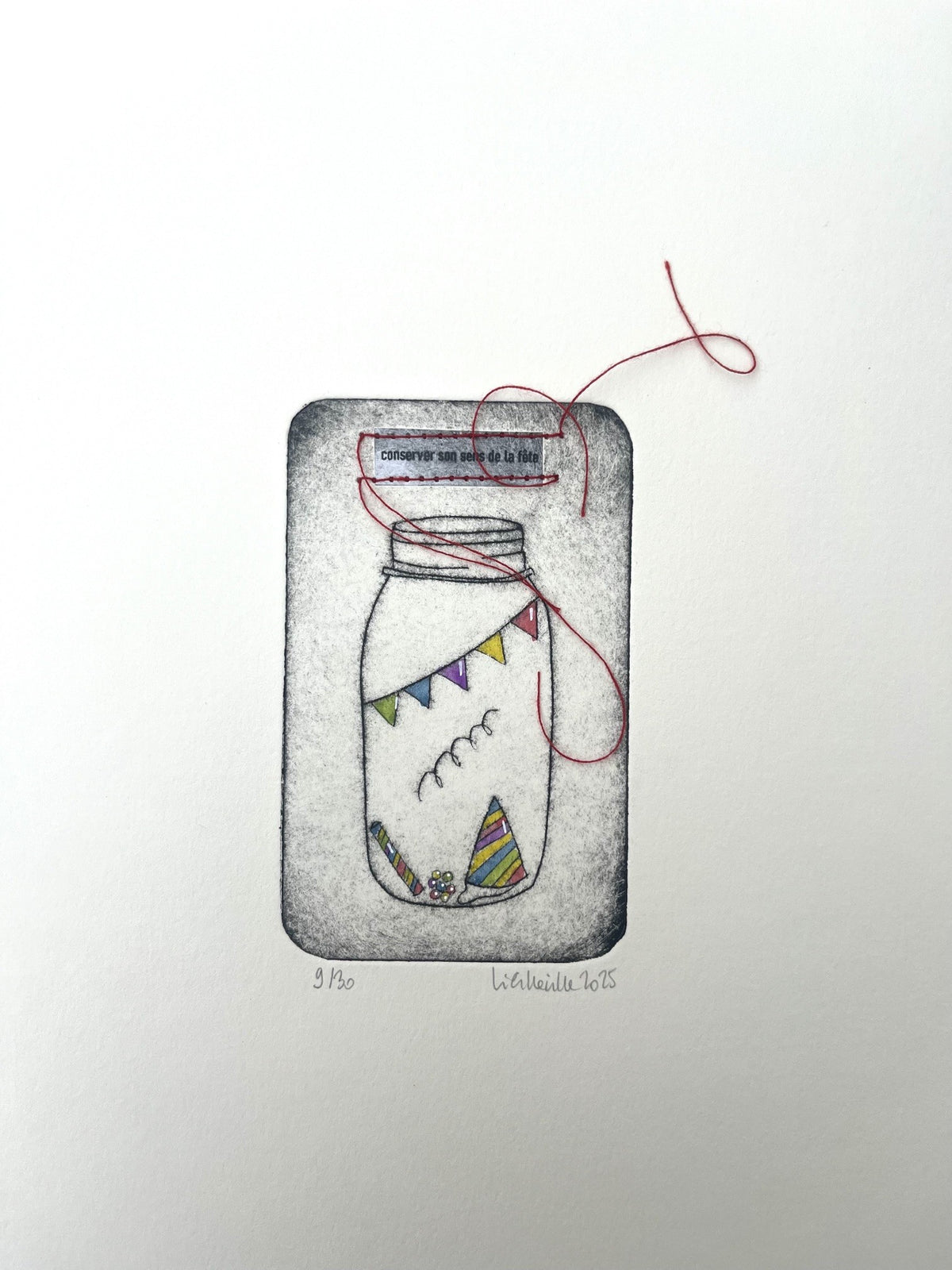 Gravure gravure petit format Conserver son sens de la fête - 9/30 – NAVIEILLEVILLE – 27 × 18 cm
