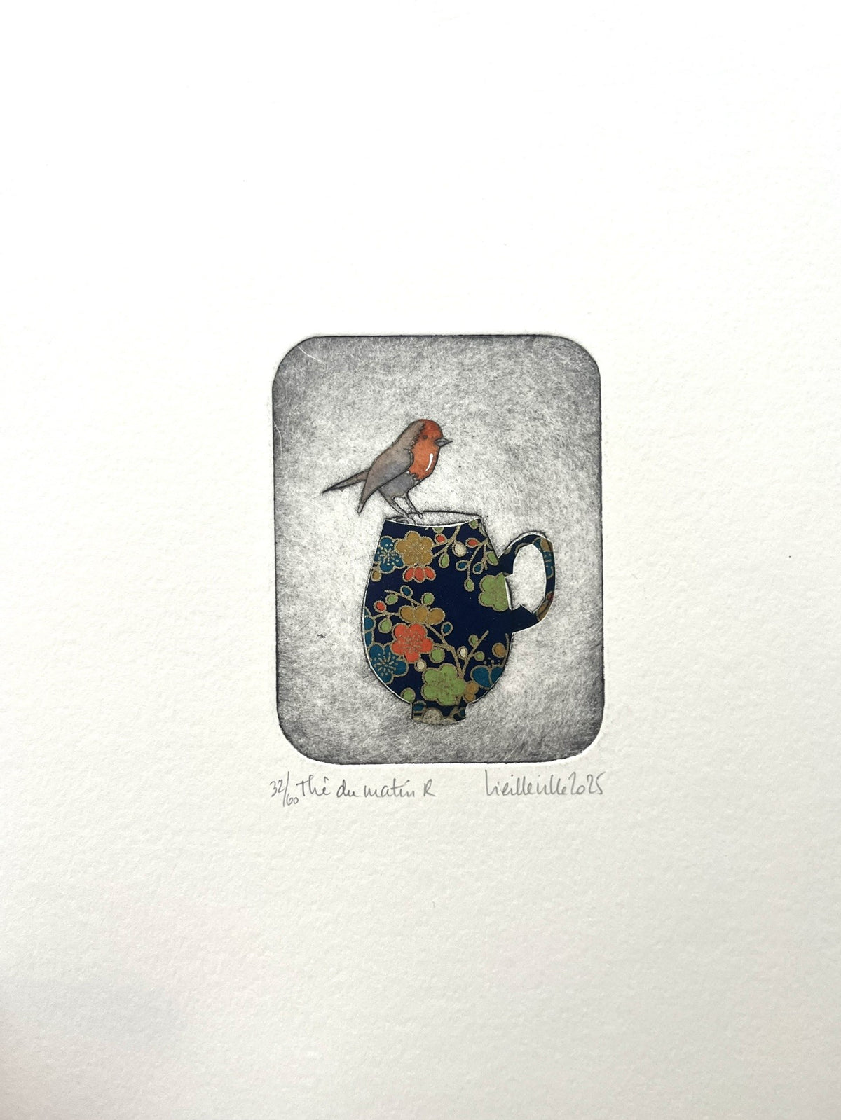 Gravure gravure petit format Thé du matin R - 32/60 – NAVIEILLEVILLE – 27 × 18 cm