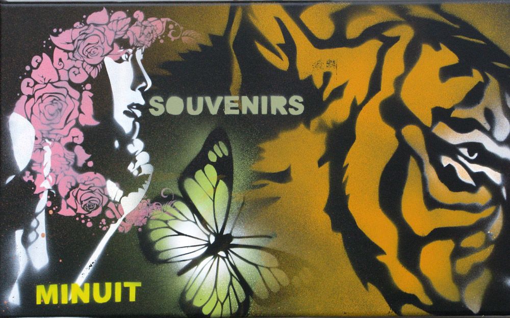 Tableau de KARO TRASS a pour titre Histoire courte style street pop art, street art dim : KARO TRASSprix:350