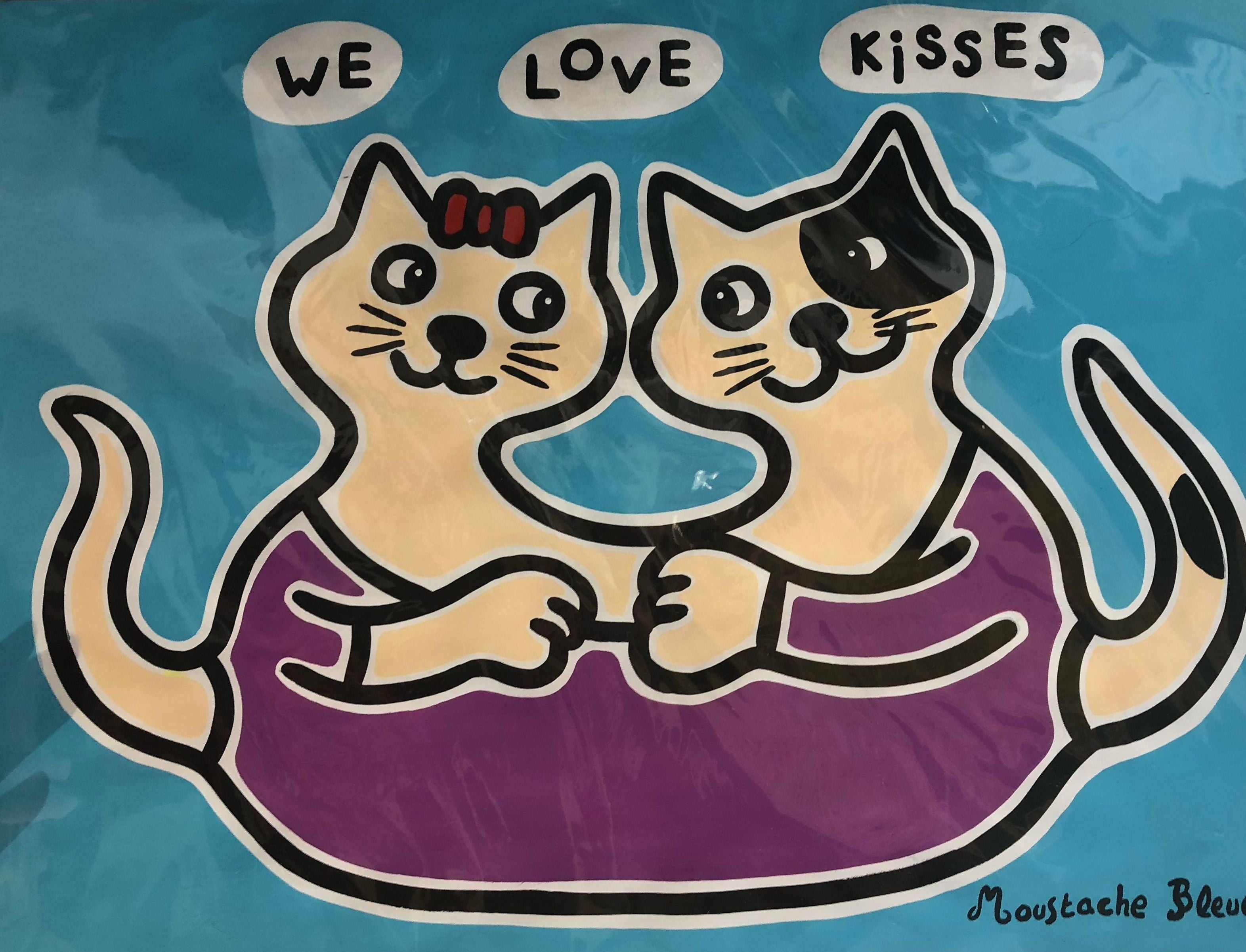 Dessin de MOUSTACHE BLEUE a pour titre We love kisses style figuratif dim : MOUSTACHE BLEUEprix:120