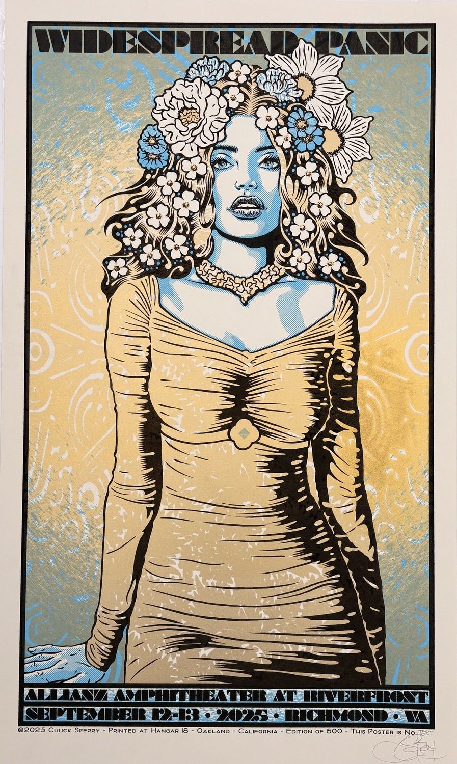 Editions d'art de CHUCK SPERRY a pour titre JUNO, WIDSPREAD PANIC TEST BLEU ET OR style expo chuck dim : CHUCK SPERRYprix:600