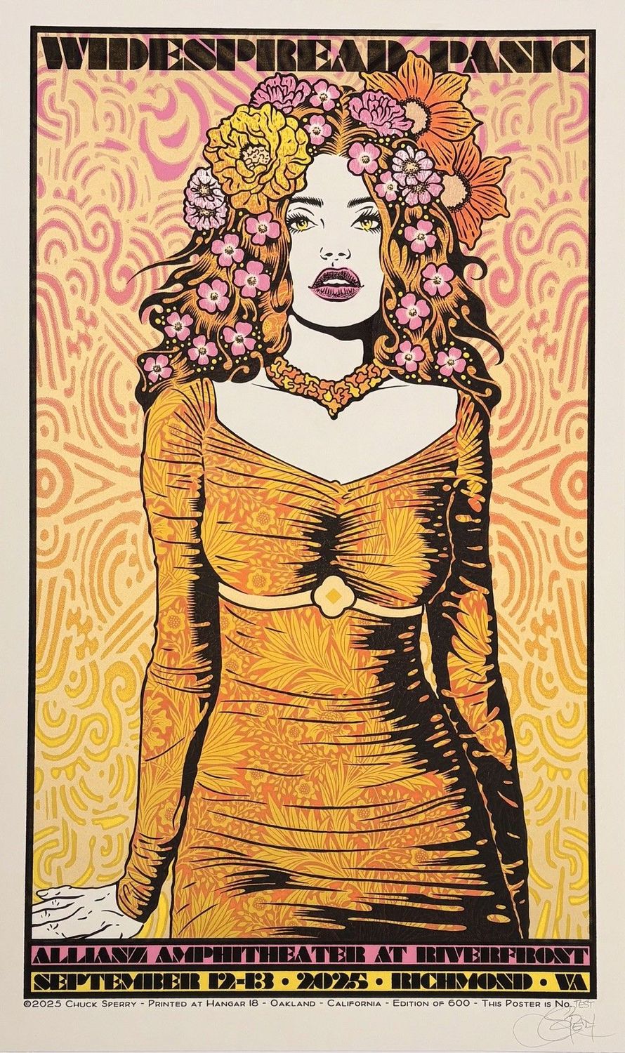 Editions d'art de CHUCK SPERRY a pour titre JUNO, WIDSPREAD PANIC TEST JAUNE ET ROSE ET OR style expo chuck dim : CHUCK SPERRYprix:600