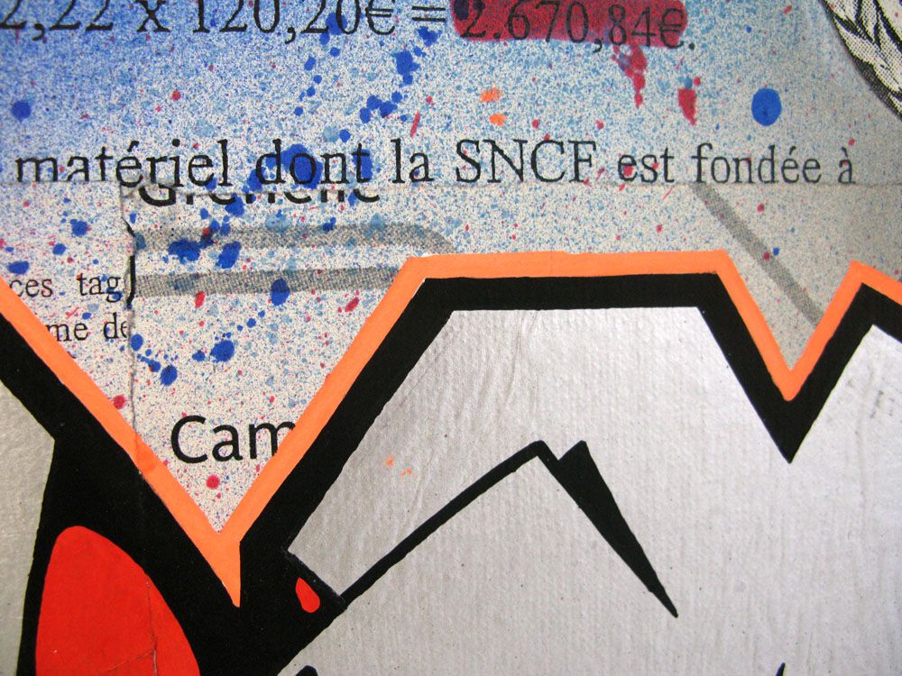 Tableau de KENY a pour titre Prejudice style graffiti, street art dim : KENYprix:390