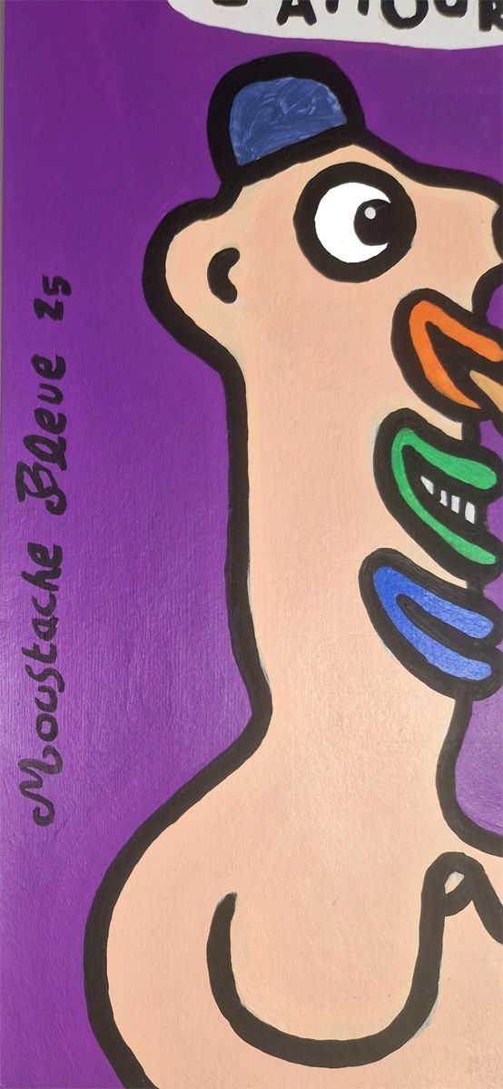 Dessin de MOUSTACHE BLEUE a pour titre L'amour fou style figuratif dim : MOUSTACHE BLEUEprix:60