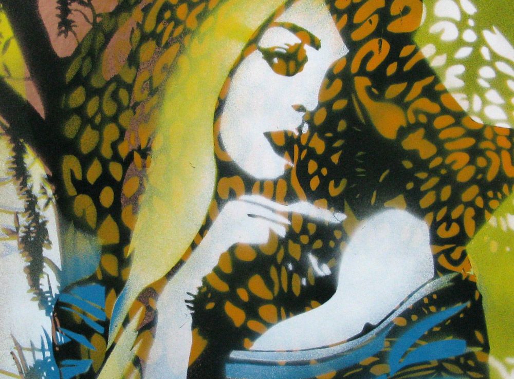 Tableau de KARO TRASS a pour titre La jungle de margaux style street pop art, street art dim : KARO TRASSprix:170