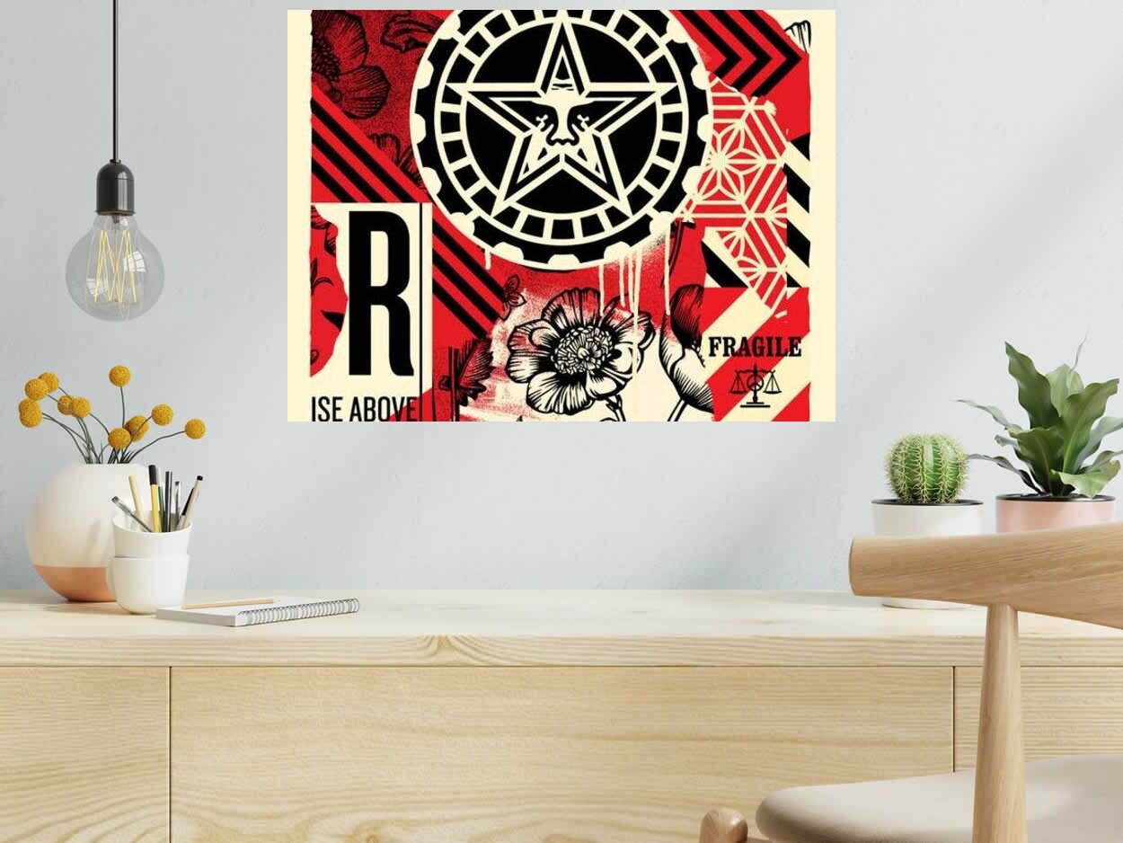 Lithographie Gears of justice de OBEY : SHEPARD FAIREY dans un intérieur – 61 × 45 cm