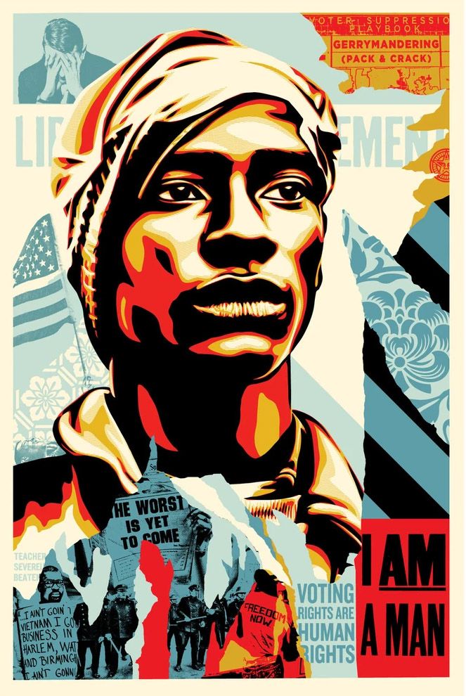 Lithographie graphique moyen format VOTING RIGHTS ARE HUMAN RIGHTS – OBEY : SHEPARD FAIREY – 61 × 91 cm