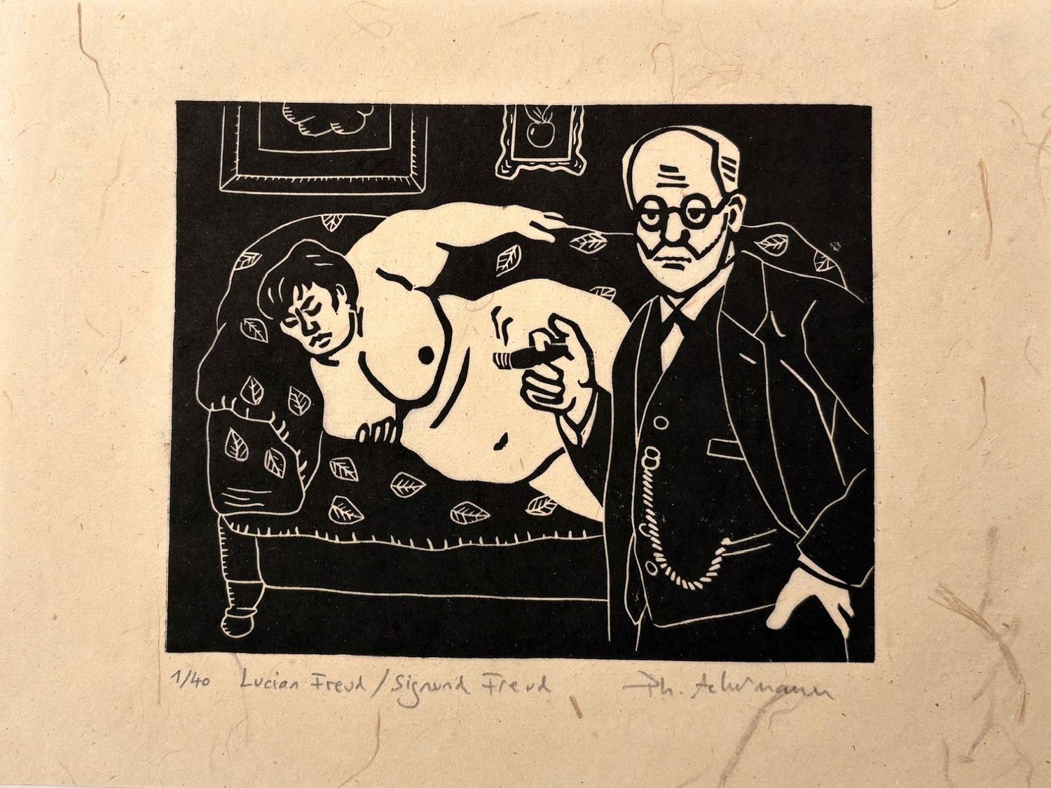 Editions d'art de PHILIPPE ACHERMANN a pour titre Lucian/Sigmund Freud style figuratif, graphique dim : PHILIPPE ACHERMANNprix:40