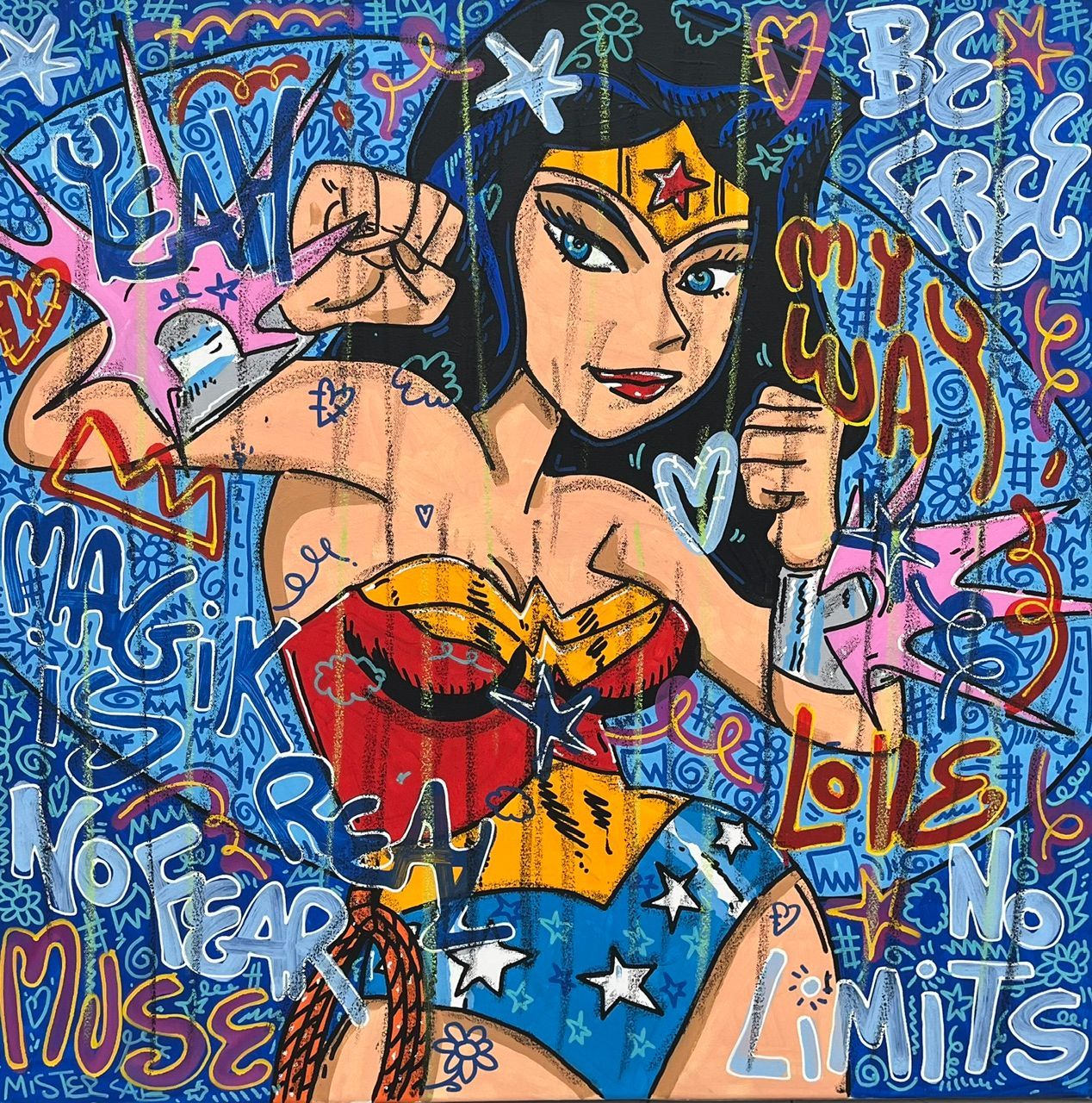Tableau de RICO SAB a pour titre Magik is real style street pop art, street art dim : RICO SABprix:600