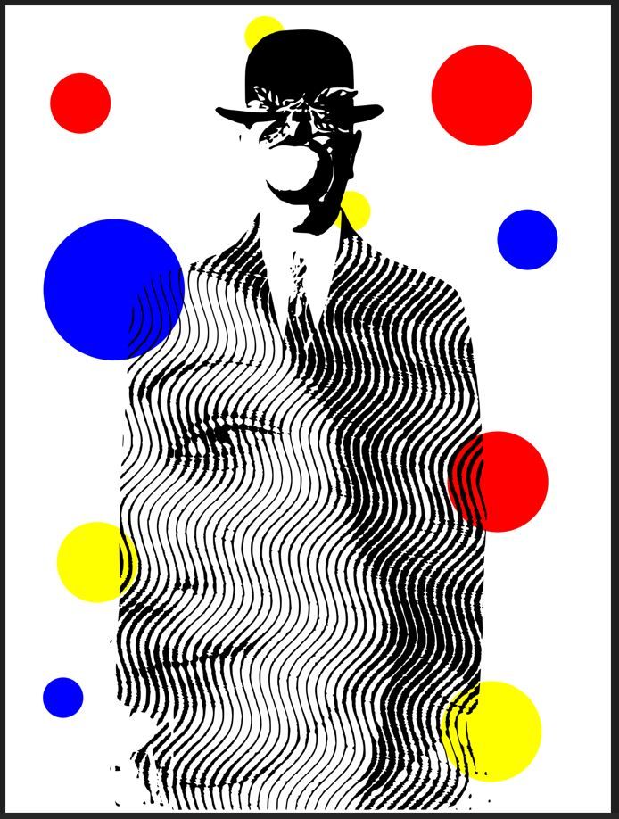 Editions d'art de WAWAPOD a pour titre Magritte Botticelli style street pop art, graphique dim : WAWAPODprix:60