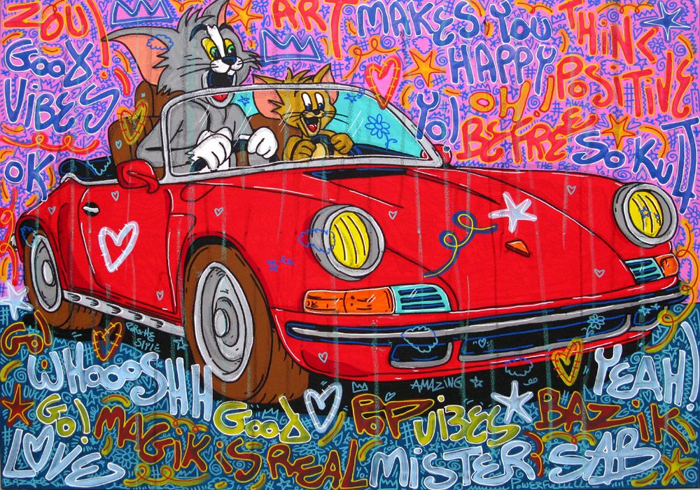 Tableau de RICO SAB a pour titre Makes you happy style street pop art, street art dim : RICO SABprix:1350