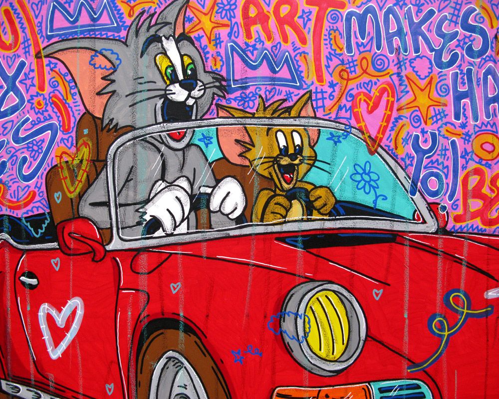 Tableau de RICO SAB a pour titre Makes you happy style street pop art, street art dim : RICO SABprix:1350